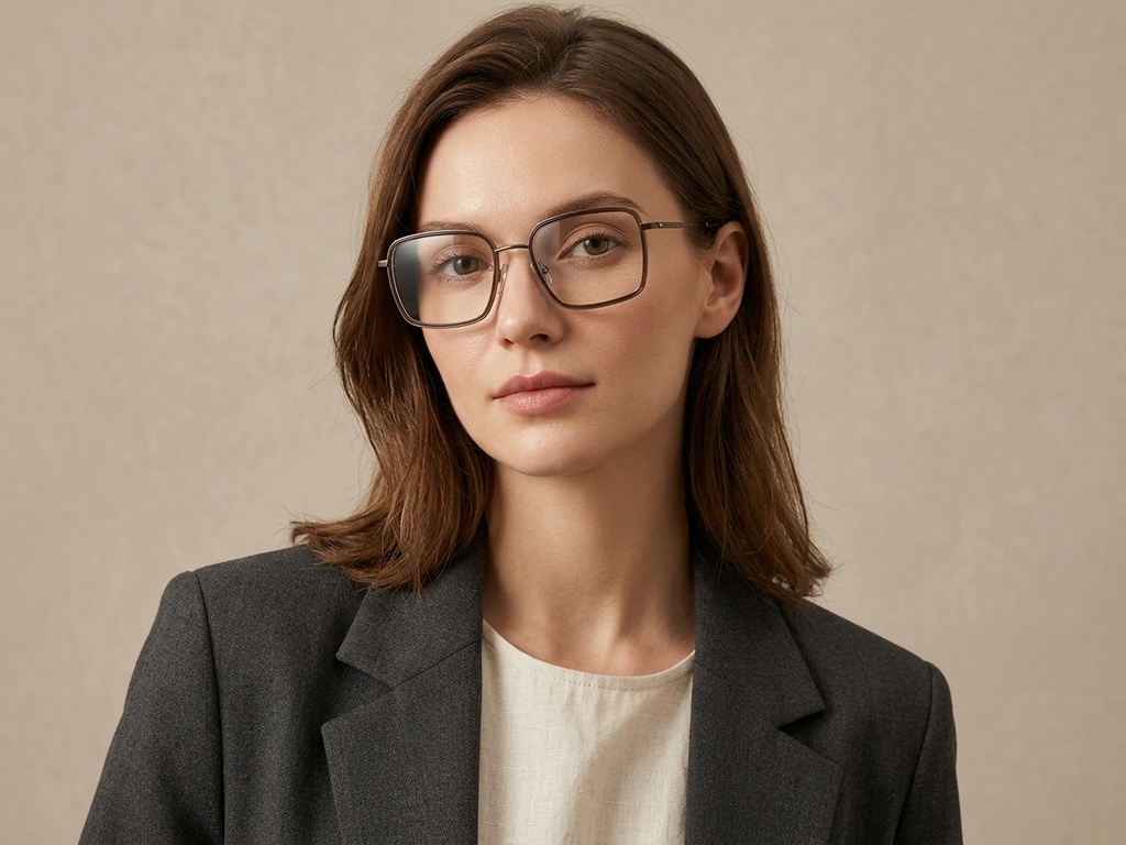 BS2012-1808_Brown_Rectangular_Titanium_Glasses_corner-tryon_female