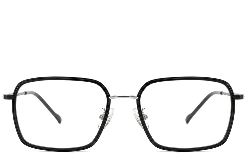 BS2012-1810_Black_Rectangular_Titanium_Glasses_corner-front