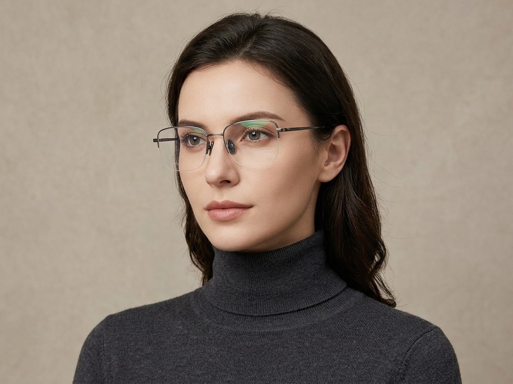 BS2012-1812_Grey_Semi-rimless_Titanium_Glasses_corner-tryon_female