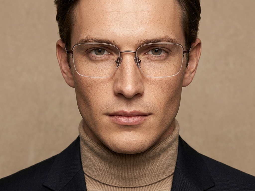 BS2012-1813_Brown_Semi-rimless_Titanium_Glasses-tryon_male