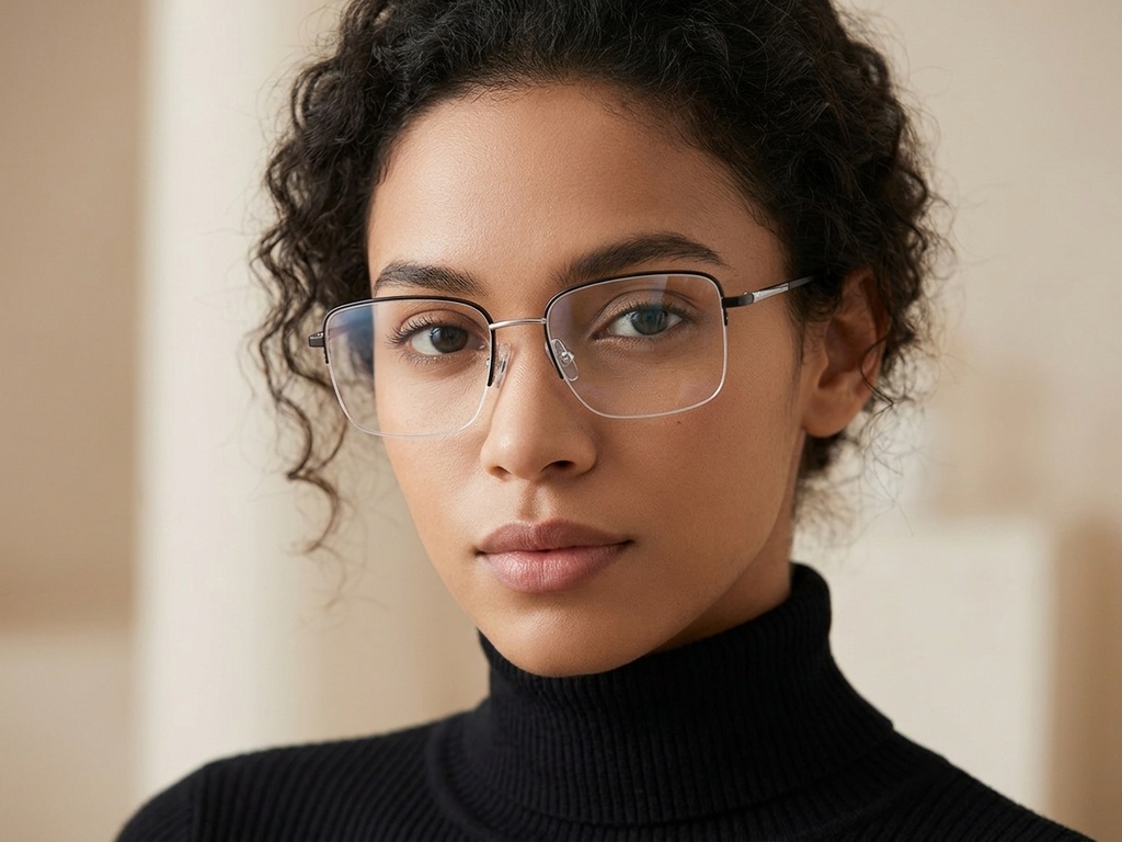 BS2012-1815_Black_Semi-rimless_Titanium_Glasses_corner-tryon_female