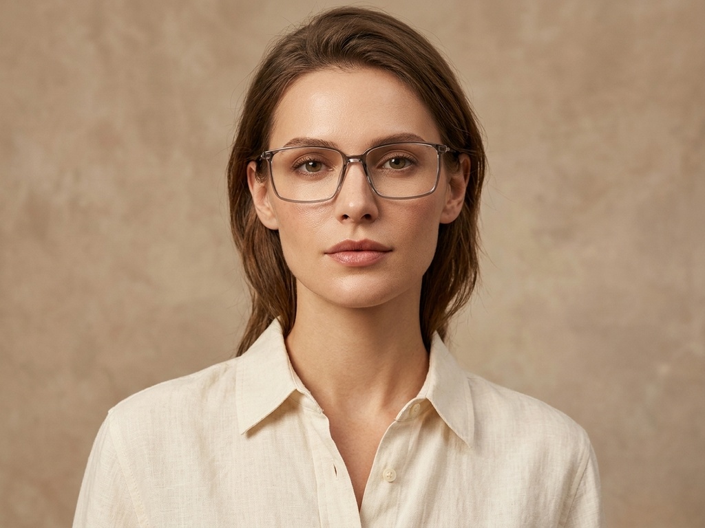 BS2012-1830_Brown_Rectangular_Titanium_Glasses_corner-tryon_female