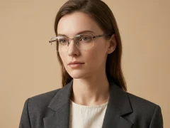 BS2012-1845_Brown_Semi-rimless_Titanium_Glasses_corner-tryon_female