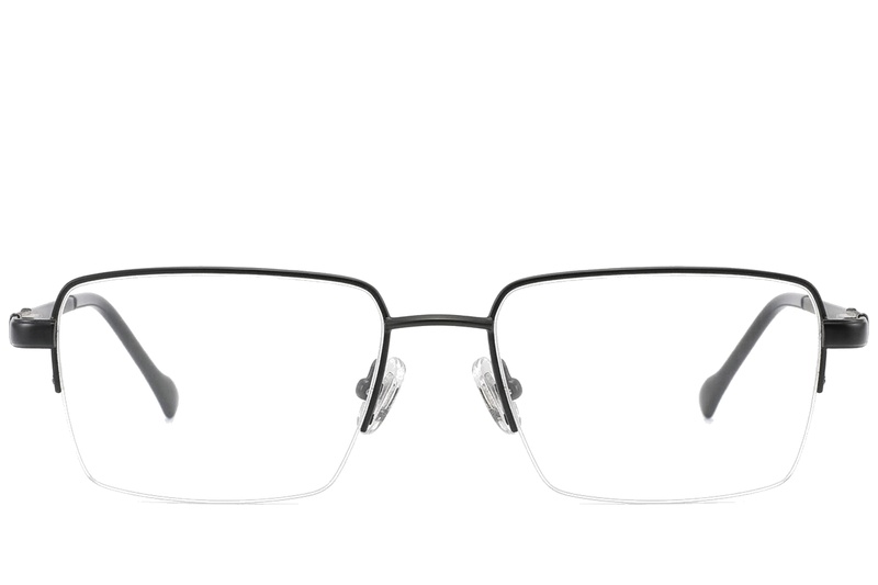 BS2012-1847_Black_Semi-rimless_Titanium_Glasses_corner-front