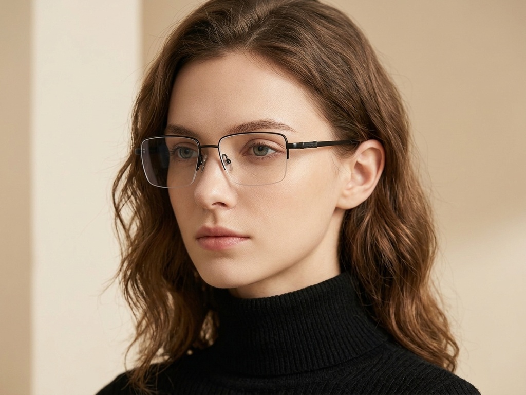 BS2012-1847_Black_Semi-rimless_Titanium_Glasses_corner-tryon_female