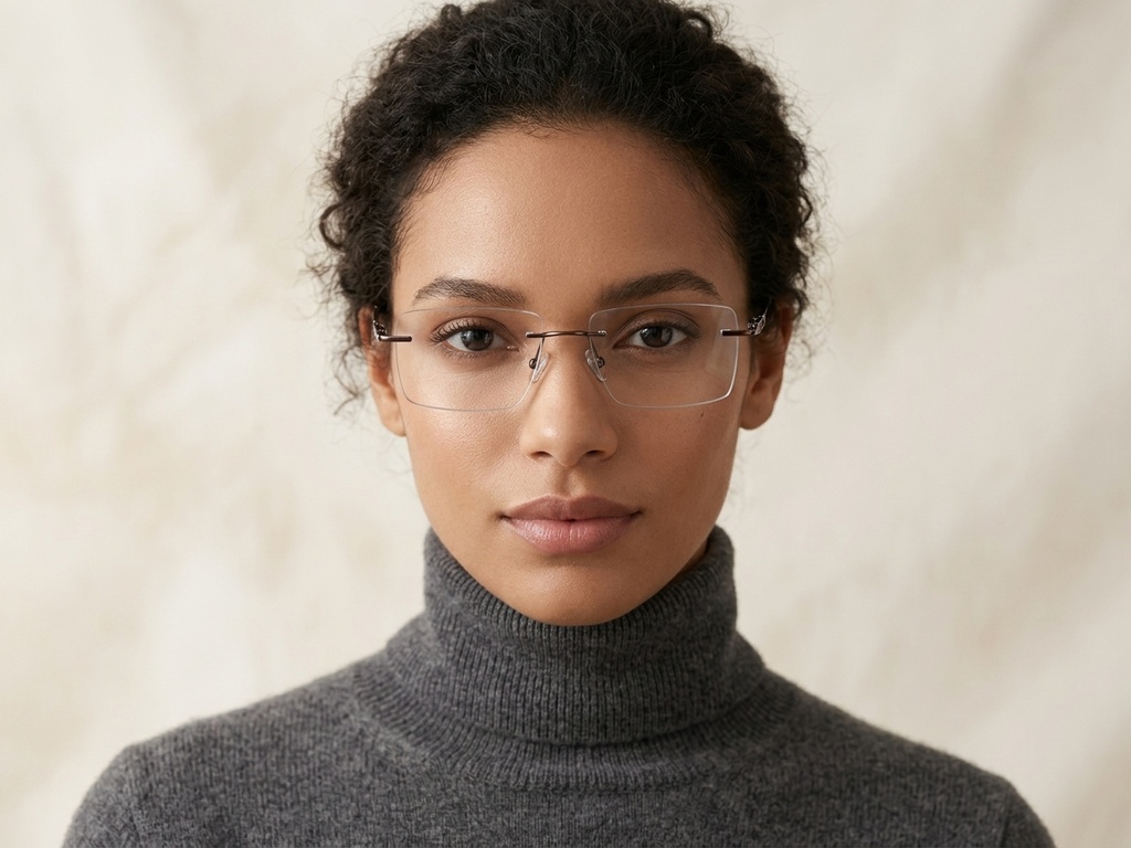 BS2012-1850_Brown_Invisible_Titanium_Glasses_corner-tryon_female