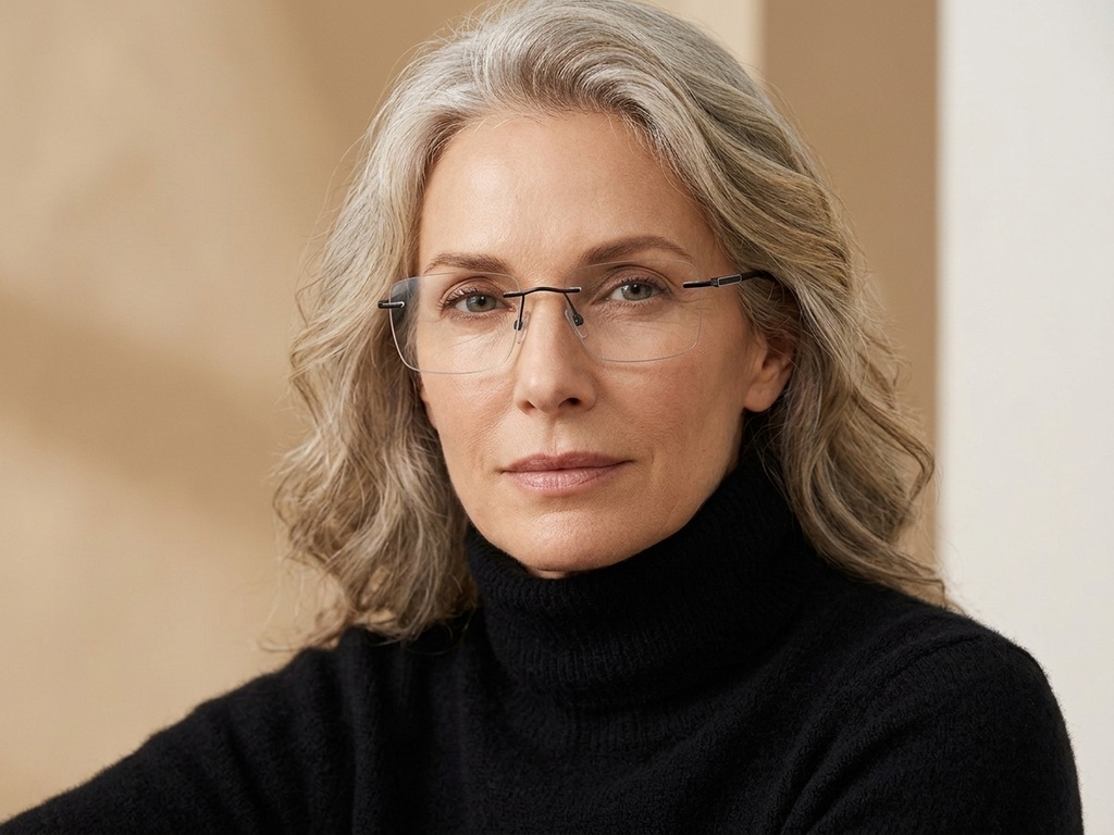 BS2012-1873_Black_Rectangular_Titanium_Glasses_corner-tryon_female