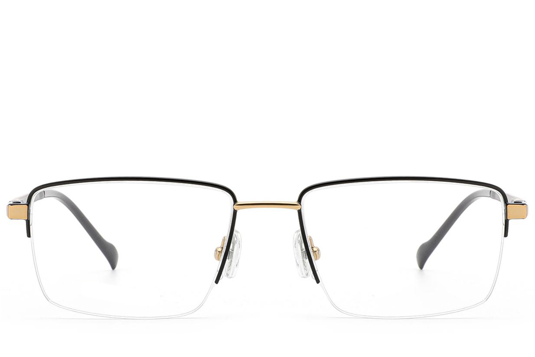 BS2012-1883_Black_Semi-rimless_Titanium_Glasses_front