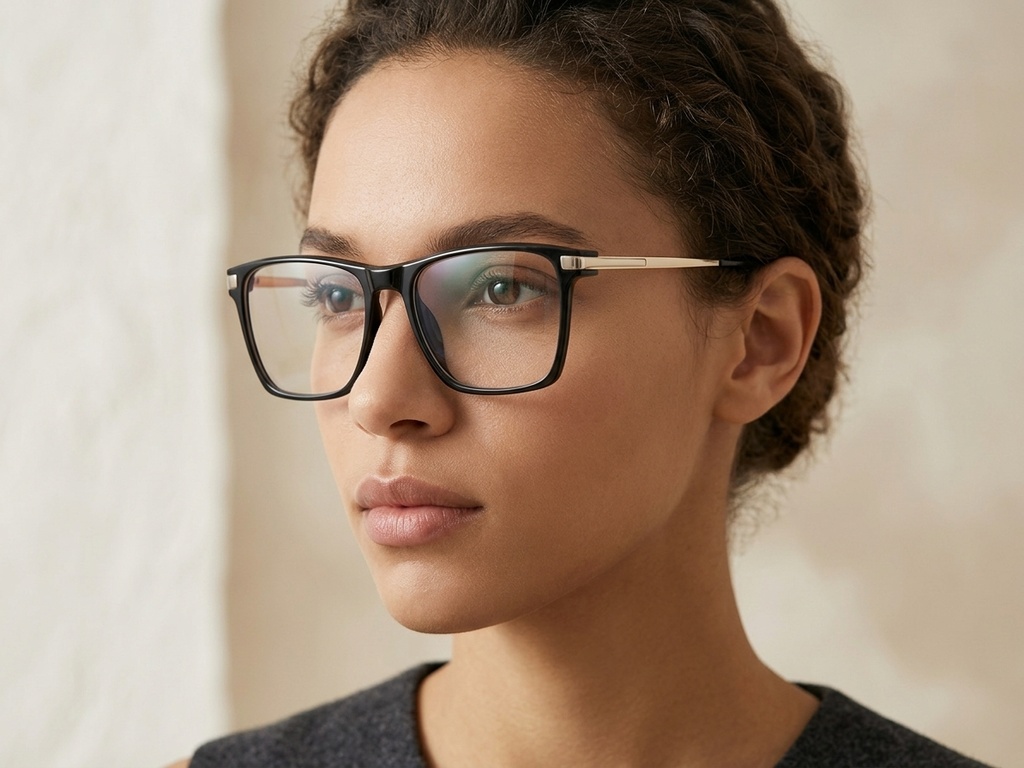 BS2012-1889_Black_Rectangular_Titanium_Glasses_corner-tryon_female