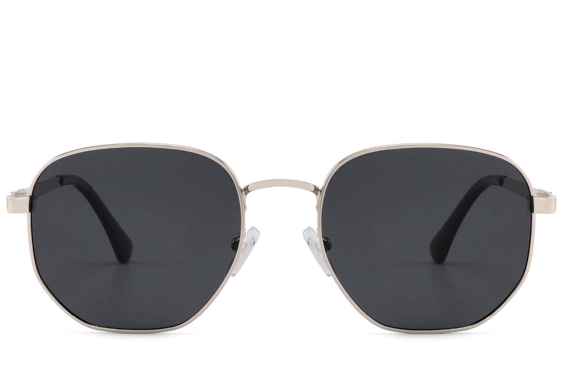 BS2012-1998_Silver_Rectangular_Metal_Sunglasses_front