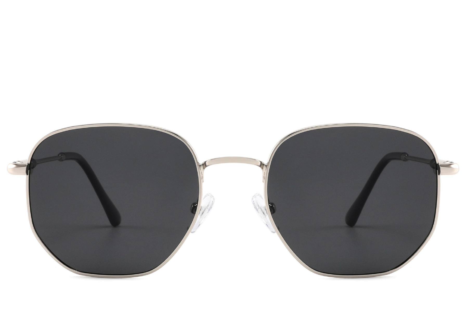BS2012-2028_Silver_Rectangular_Metal_Sunglasses_front