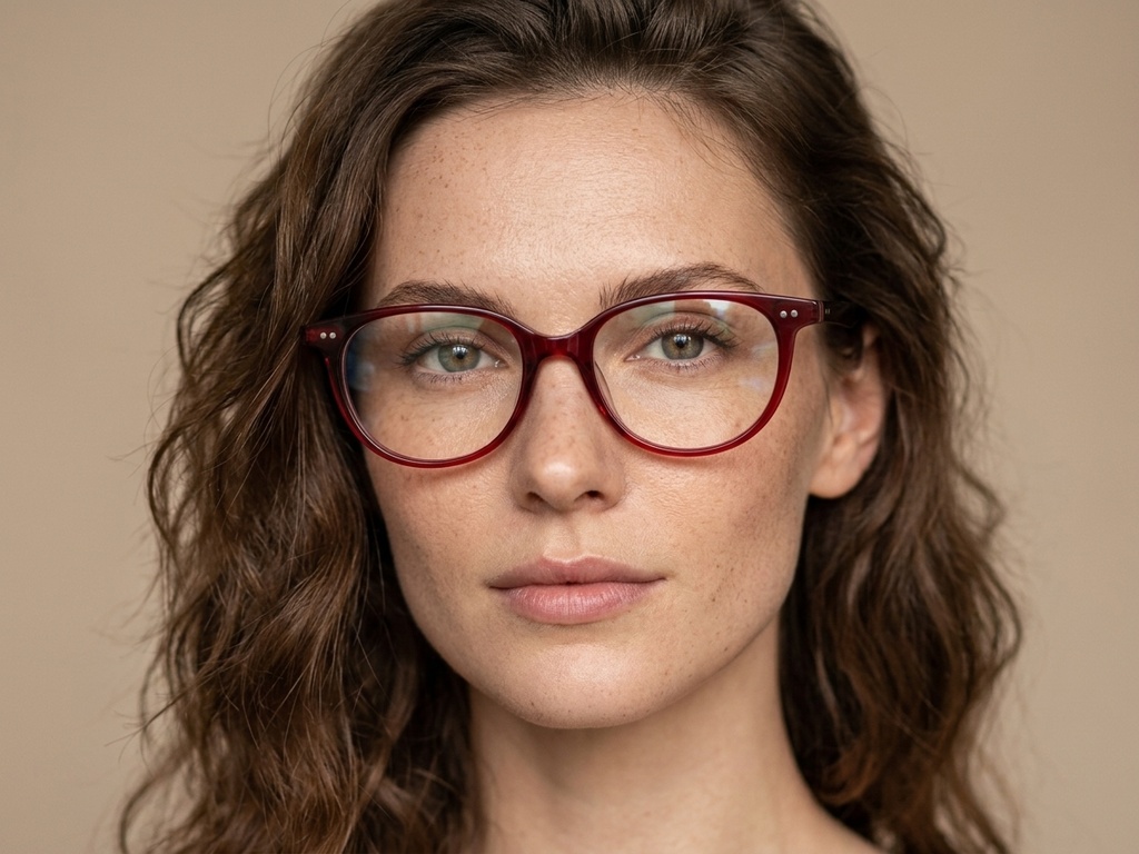 BS2012-2316_Red_Oval_Plastic_Glasses-tryon_female