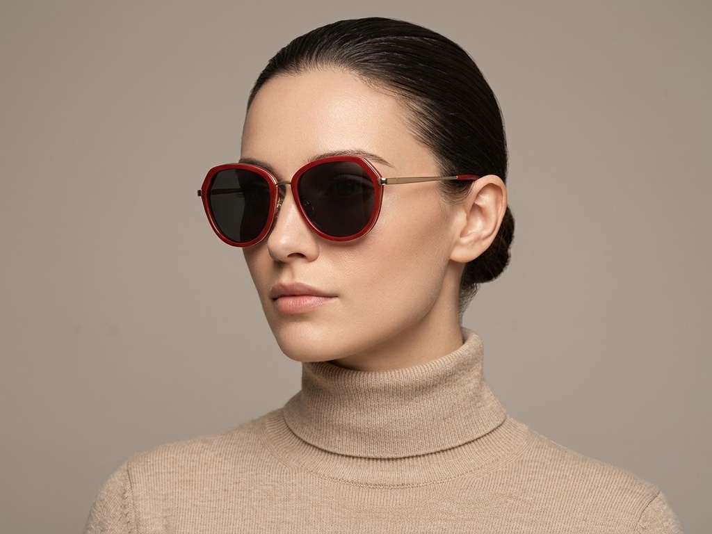 BS2012-2699_Red_Geometric_Metal_Sunglasses-tryon_female