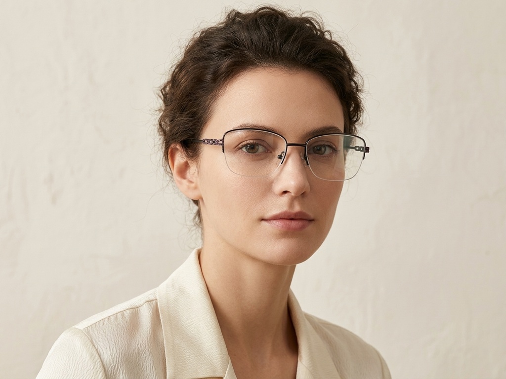 BS2012-2838_Black_Semi-rimless_Metal_Glasses-tryon_female
