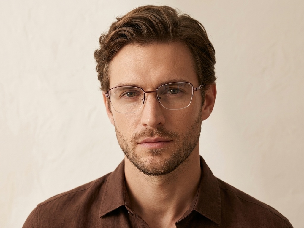 BS2012-2840_Brown_Semi-rimless_Metal_Glasses-tryon_male