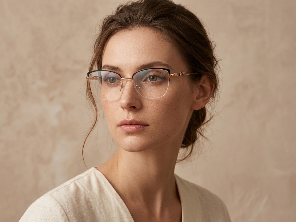 BS2012-2843_Black_Semi-rimless_Metal_Glasses-tryon_female