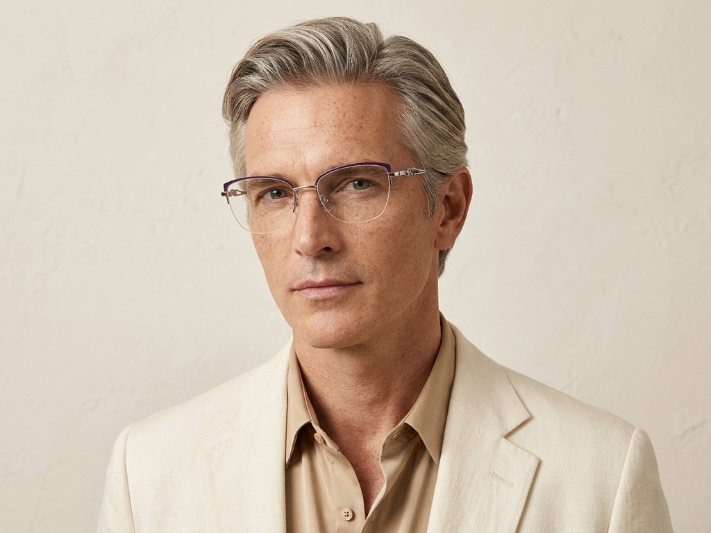 BS2012-2844_Purple_Semi-rimless_Metal_Glasses-tryon_male