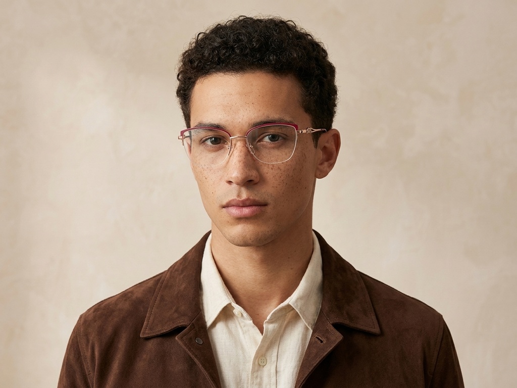 BS2012-2845_Red_Semi-rimless_Metal_Glasses-tryon_male