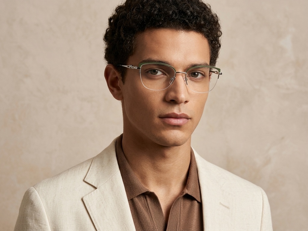BS2012-2846_Green_Semi-rimless_Metal_Glasses-tryon_male