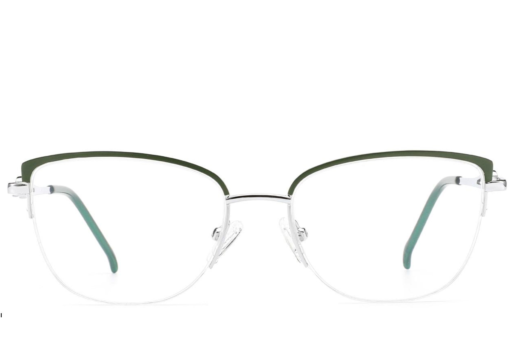 BS2012-2846_Green_Semi-rimless_Metal_Glasses_front