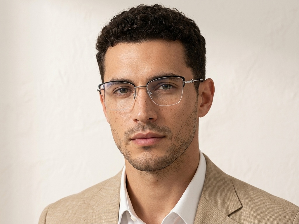 BS2012-2849_Silver_Semi-rimless_Metal_Glasses-tryon_male