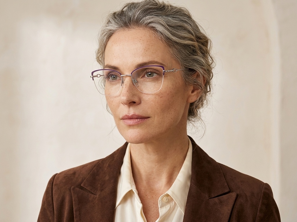 BS2012-2851_Purple_Semi-rimless_Metal_Glasses-tryon_female