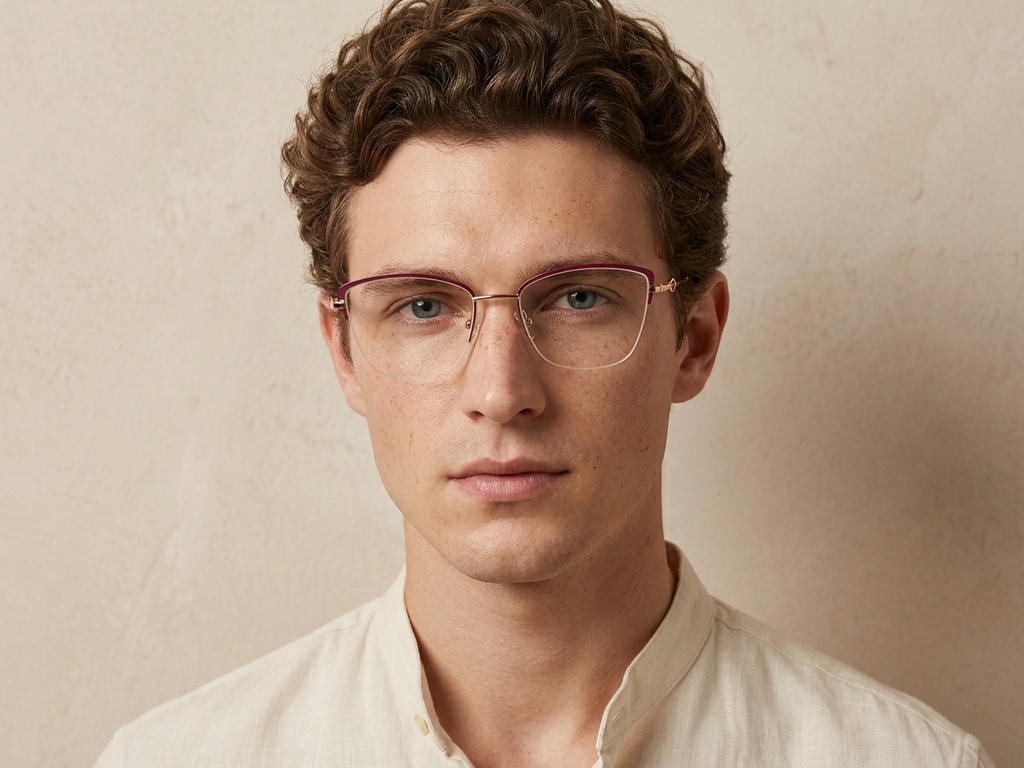 BS2012-2852_Purple_Semi-rimless_Metal_Glasses-tryon_male