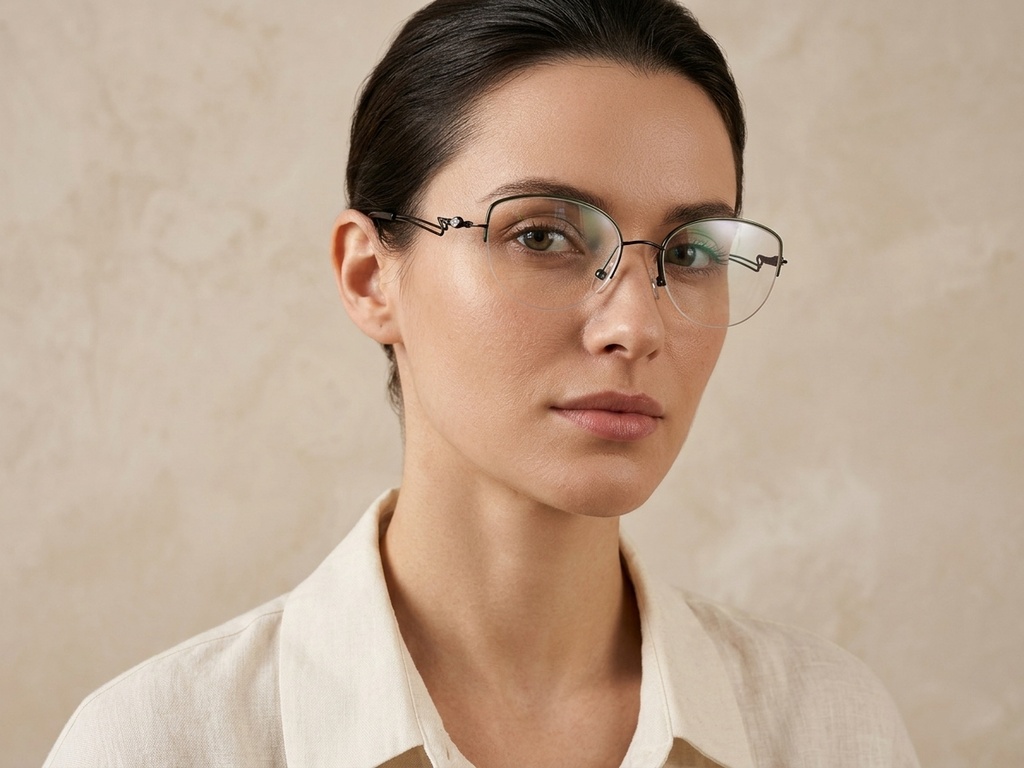 BS2012-2868_Black_Semi-rimless_Metal_Glasses-tryon_female