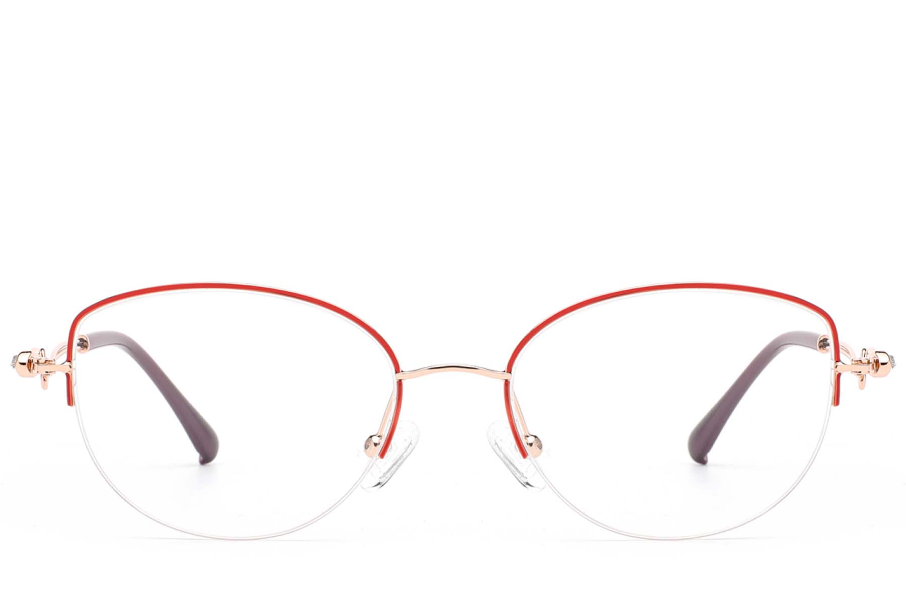 BS2012-2870_Red_Semi-rimless_Metal_Glasses_front