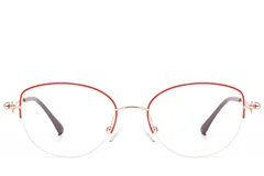 BS2012-2870_Red_Semi-rimless_Metal_Glasses_front