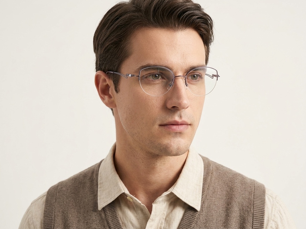 BS2012-2872_Purple_Semi-rimless_Metal_Glasses-tryon_male