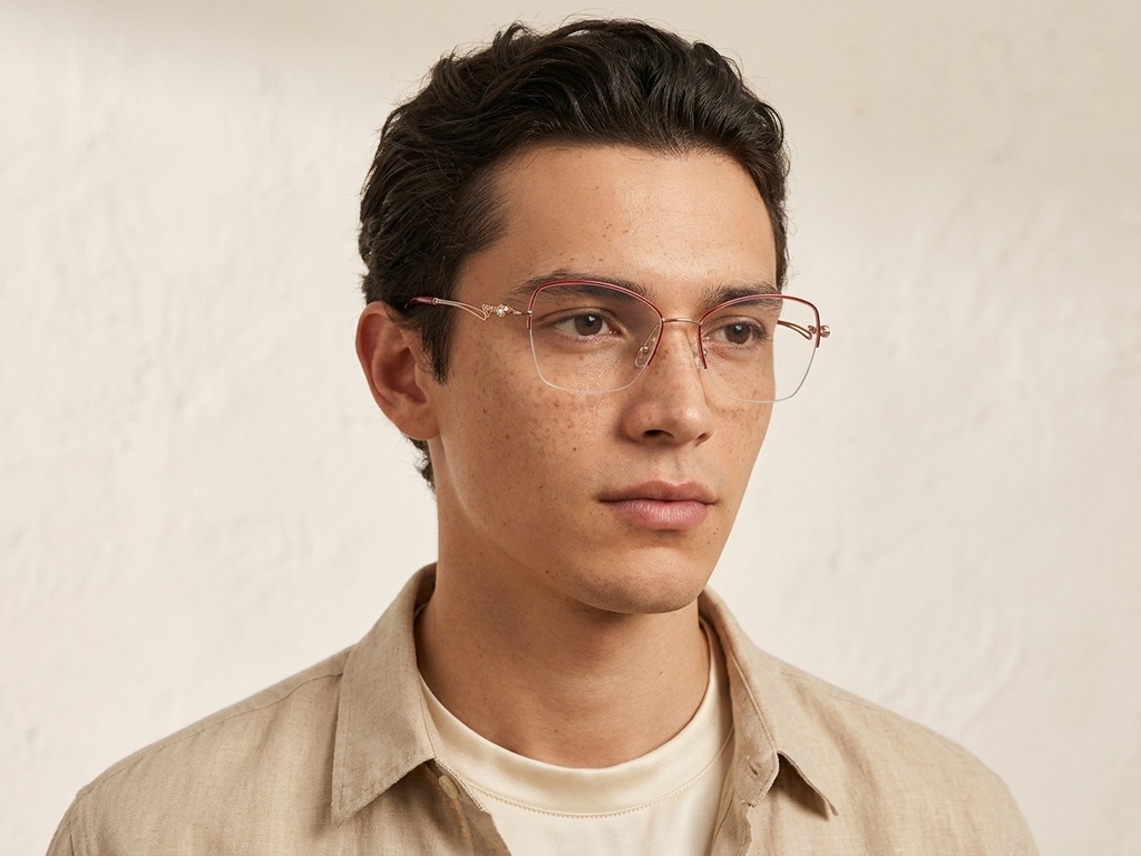 BS2012-2875_Red_Semi-rimless_Metal_Glasses-tryon_male