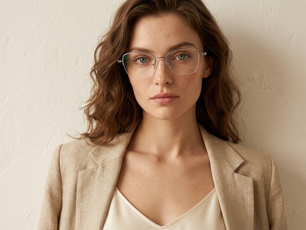 BS2012-2877_Silver_Semi-rimless_Metal_Glasses-tryon_female
