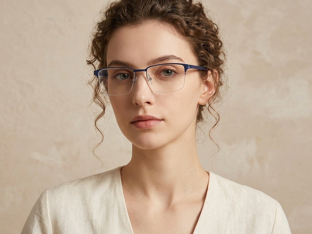 BS2012-2907_Blue_Semi-rimless_Metal_Glasses-tryon_female