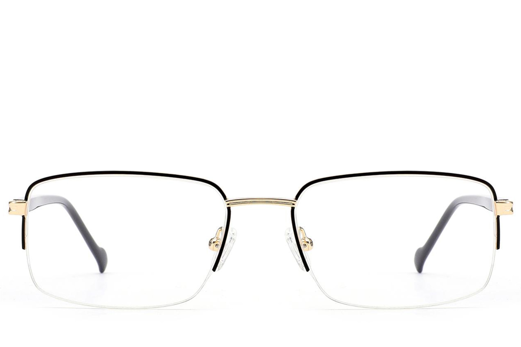 BS2012-2913_Black_Semi-rimless_Metal_Glasses_front