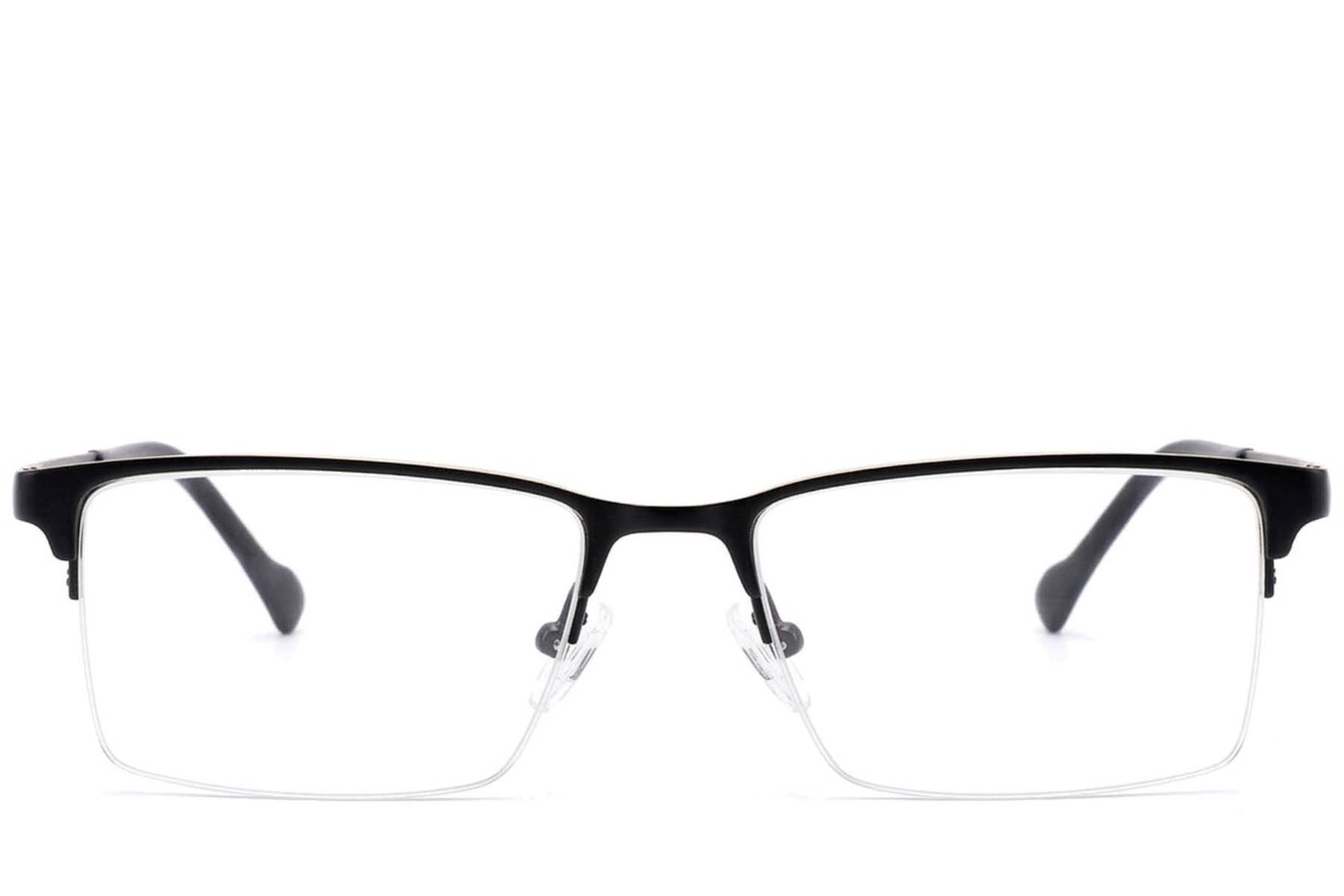 BS2012-2923_Black_Semi-rimless_Metal_Glasses-front