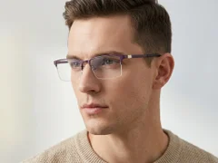 BS2012-2925_Purple_Semi-rimless_Metal_Glasses-tryon_male