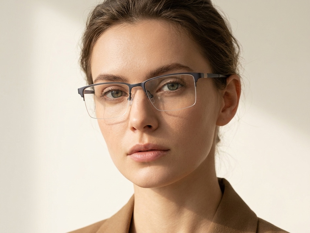 BS2012-2926_Blue_Semi-rimless_Metal_Glasses-tryon_female