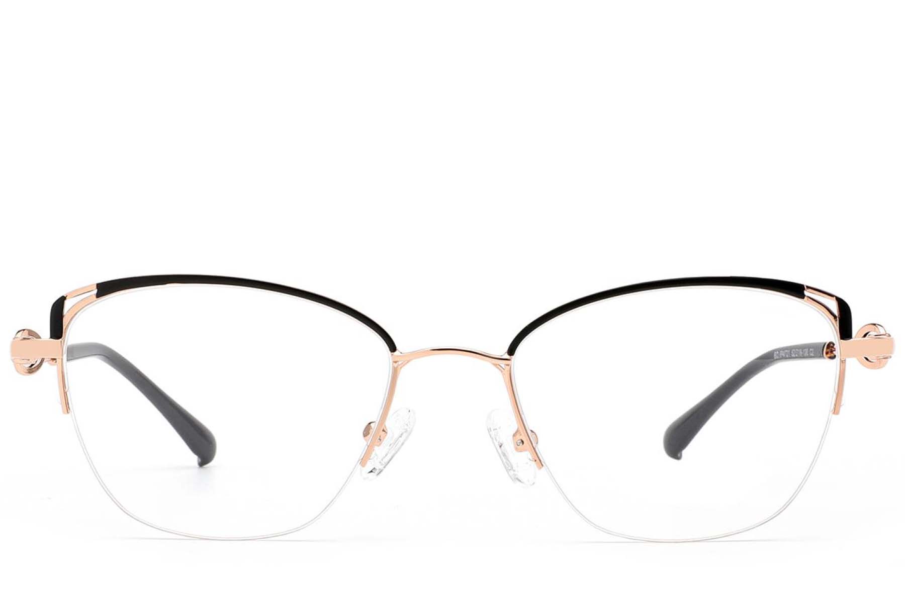 BS2012-2962_Black_Semi-rimless_Metal_Glasses_front