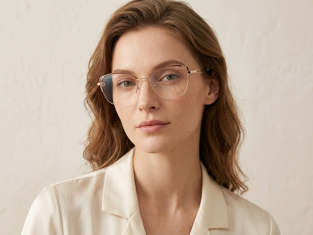 BS2012-2963_Brown_Semi-rimless_Metal_Glasses-tryon_female