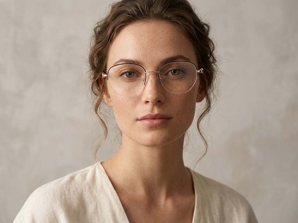 BS2012-2971_Black_Semi-rimless_Metal_Glasses-tryon_female