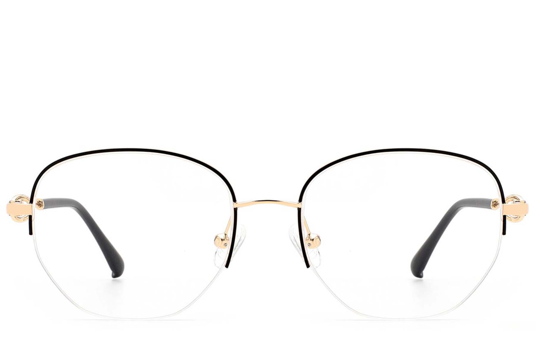 BS2012-2971_Black_Semi-rimless_Metal_Glasses_front