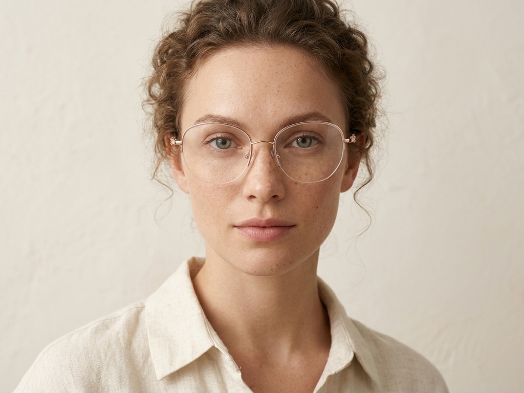 BS2012-2972_Pink_Semi-rimless_Metal_Glasses-tryon_female