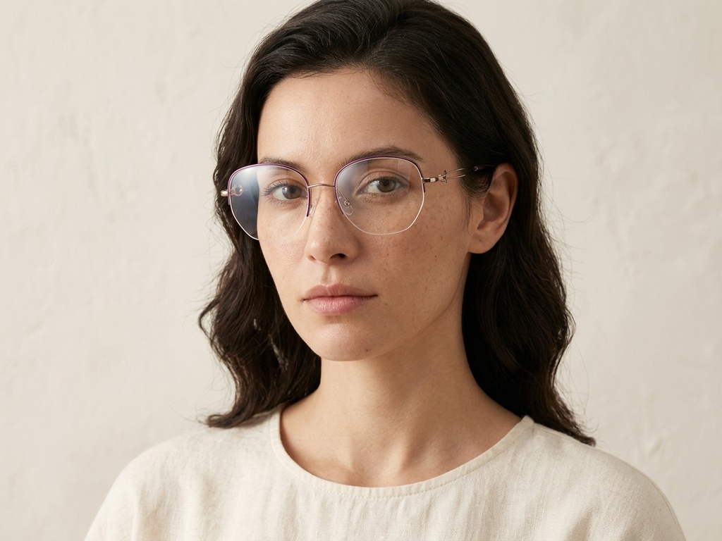 BS2012-2974_Purple_Semi-rimless_Metal_Glasses-tryon_female