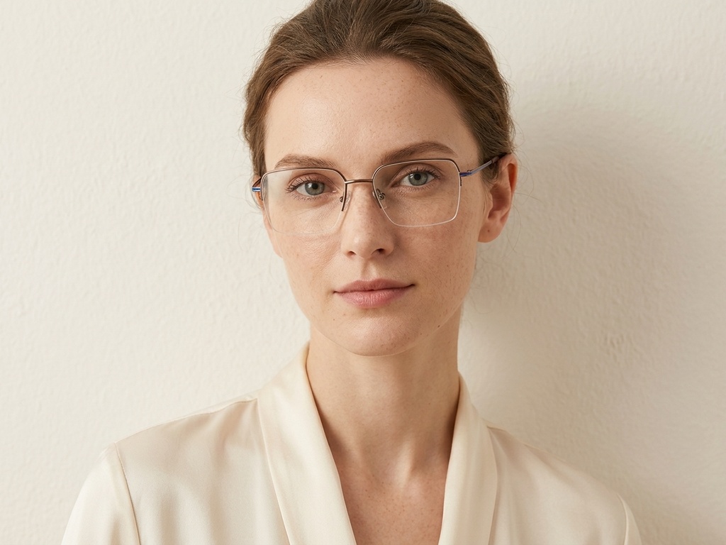BS2012-3004_Brown_Semi-rimless_Metal_Glasses-tryon_female