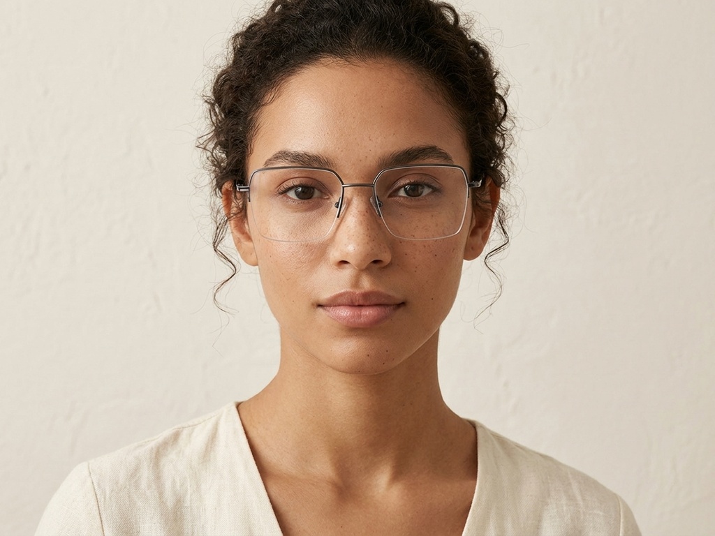 BS2012-3005_Grey_Semi-rimless_Metal_Glasses-tryon_female