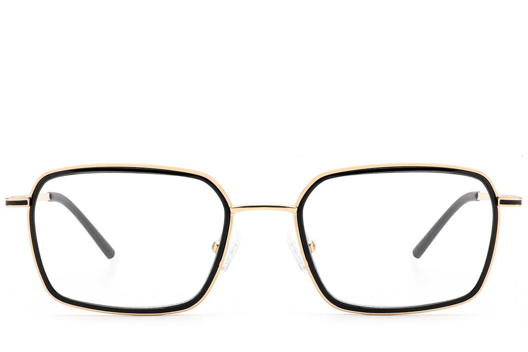 BS2012-3008_Black_Rectangular_Metal_Glasses_front