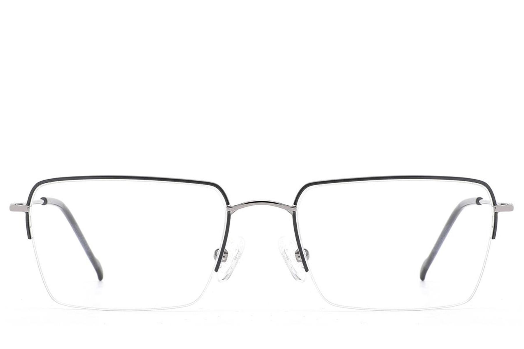 BS2012-3019_Grey_Semi-rimless_Metal_Glasses_front
