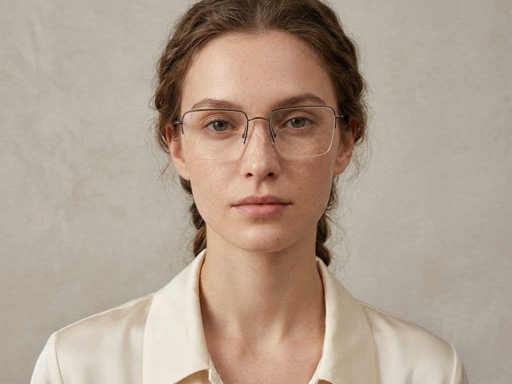 BS2012-3020_Brown_Semi-rimless_Metal_Glasses-tryon_female