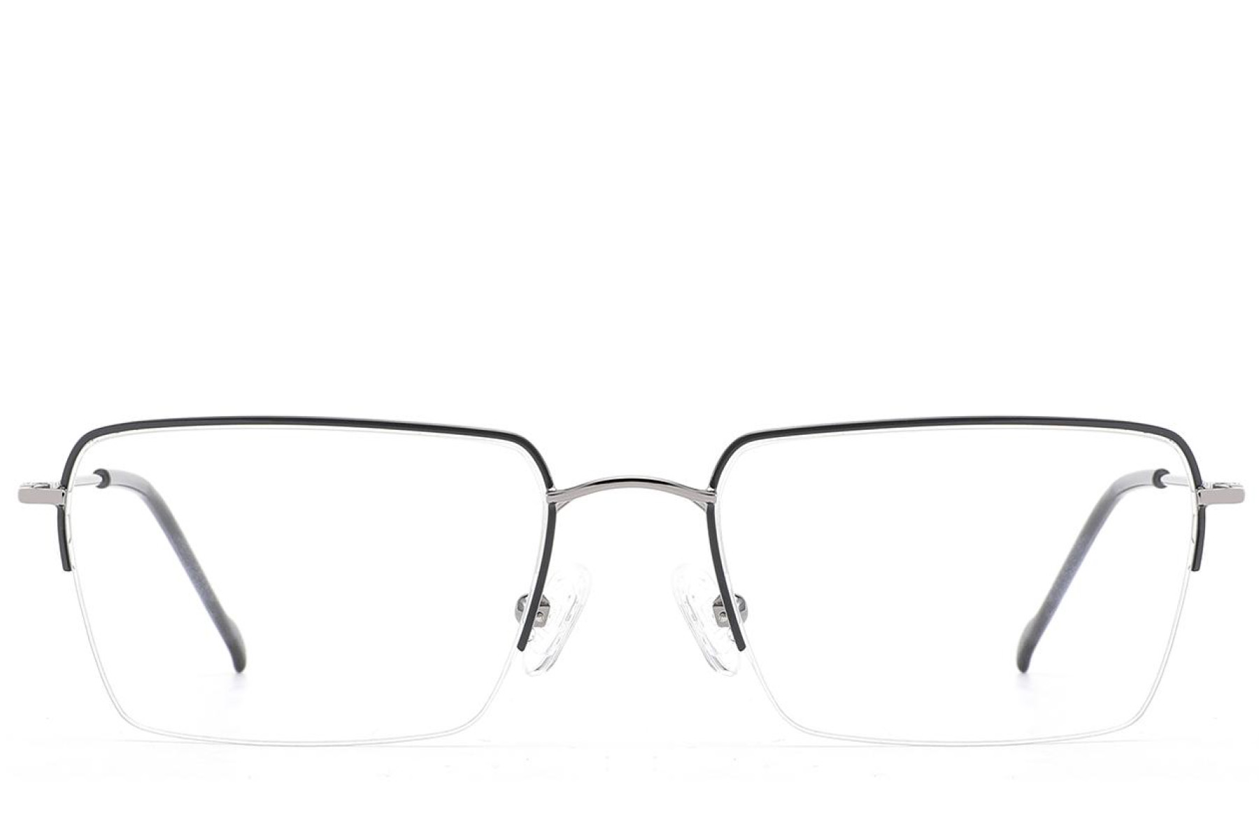 BS2012-3022_Black_Semi-rimless_Metal_Glasses_front